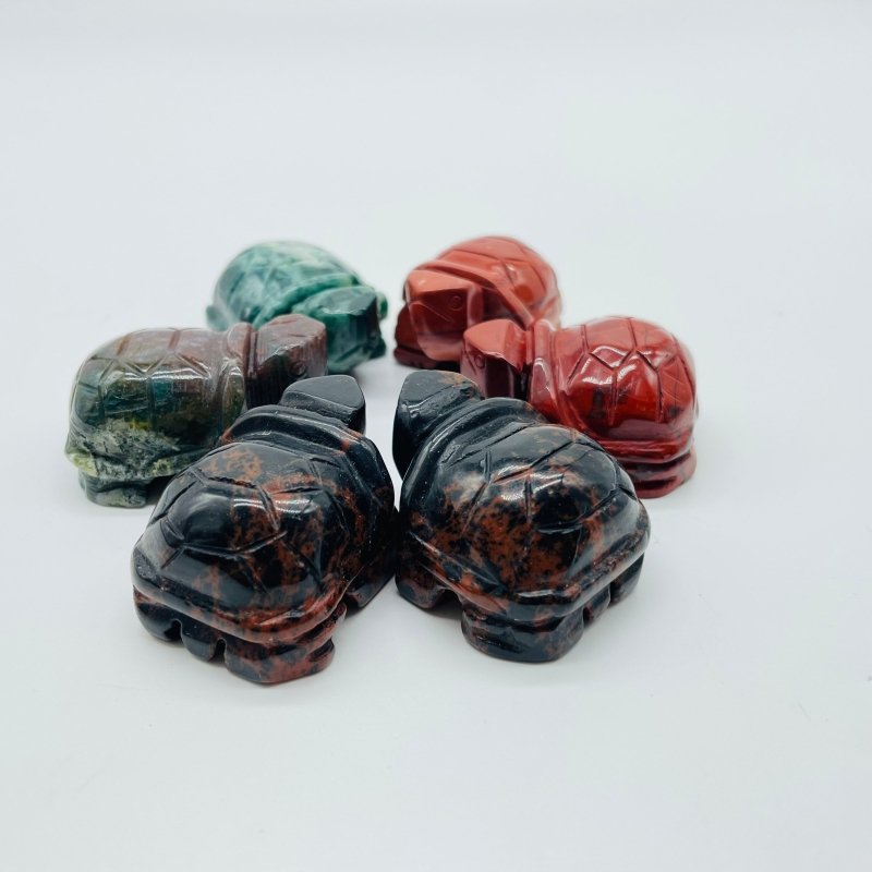 3 Types Turtle Carving Animals Wholesale Red Obsidian Moss Agate -Wholesale Crystals