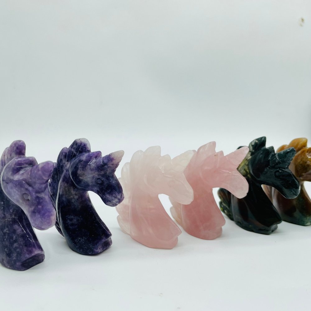 3 Types Unicorn Rose Quartz & Lepidolite Carving Wholesale -Wholesale Crystals