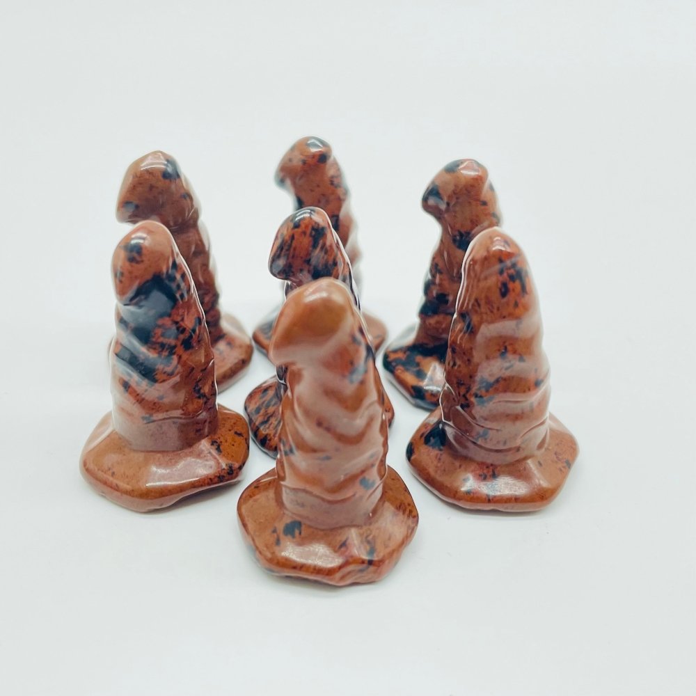 3 Types Wizard Hat Carving Wholesale Red Obsidian Moss Agate Crazy Agate -Wholesale Crystals