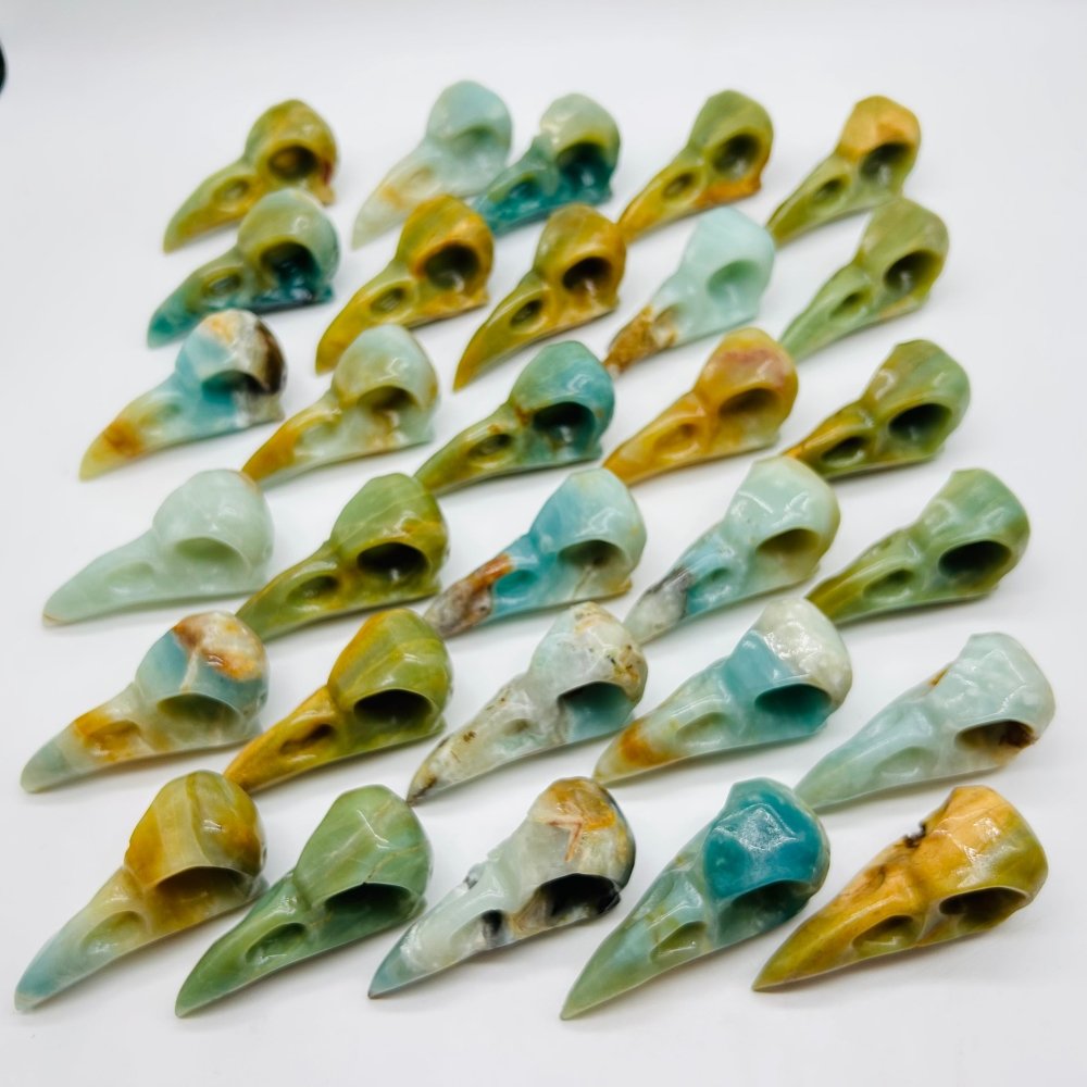 30 Pieces High Quality Caribbean Calcite Crow Skull Carving -Wholesale Crystals