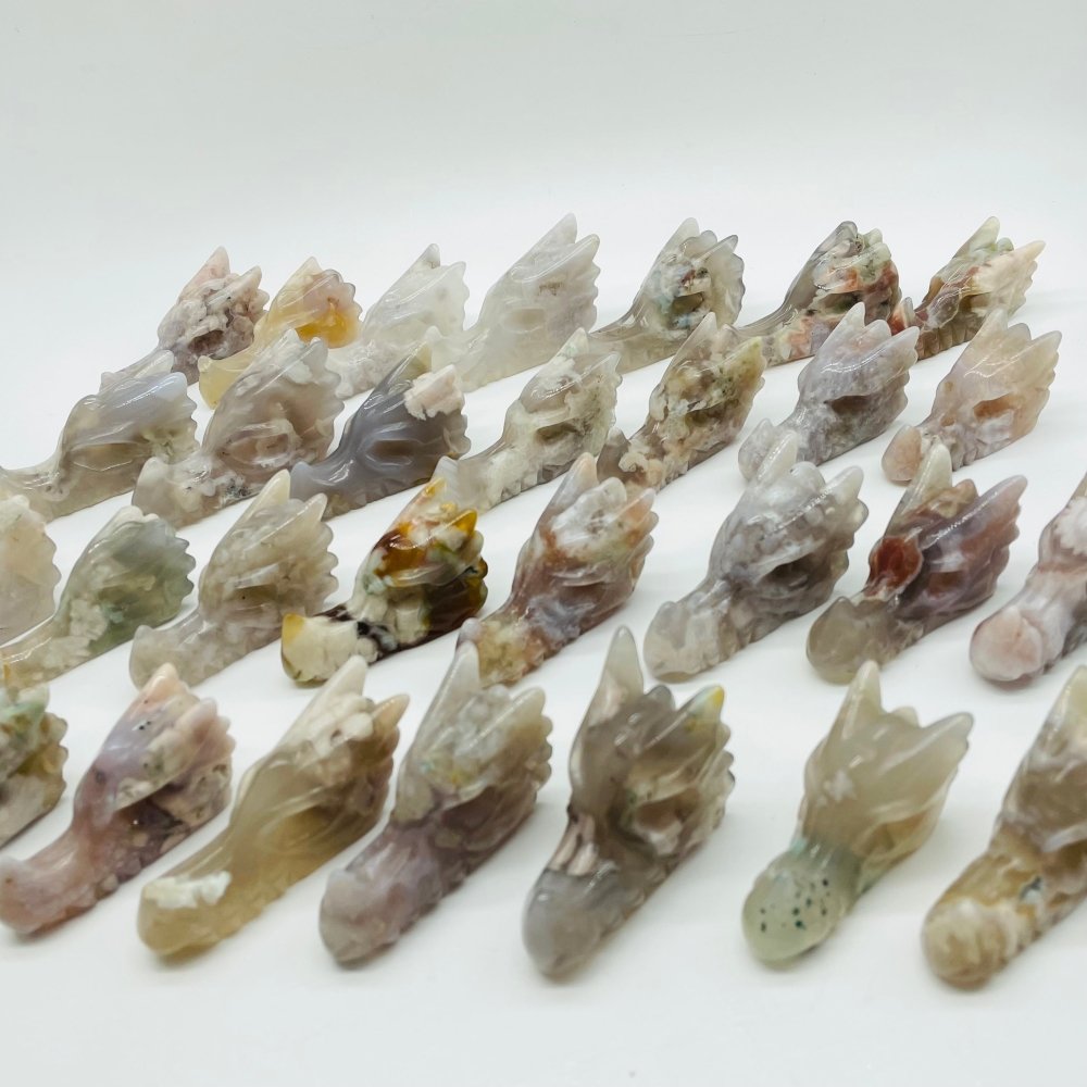 30 Pieces Sakura Agate Dragon Head Carving -Wholesale Crystals