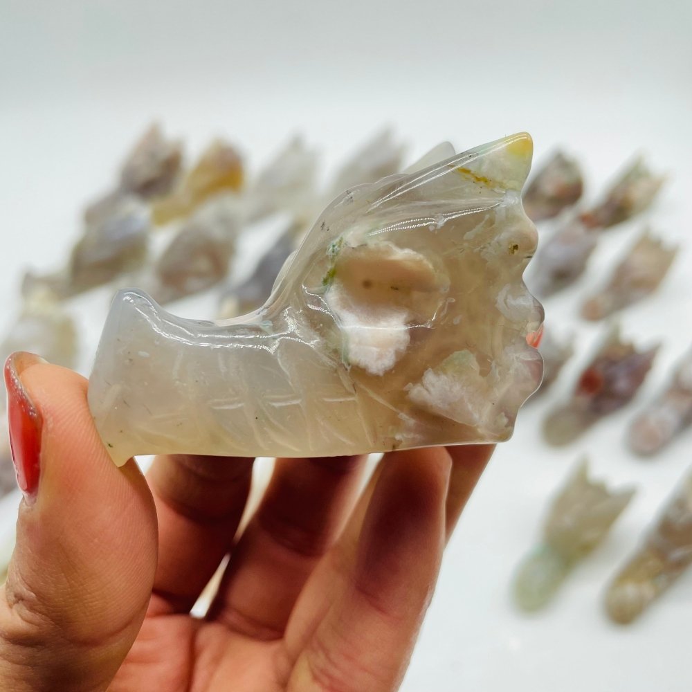 30 Pieces Sakura Agate Dragon Head Carving -Wholesale Crystals
