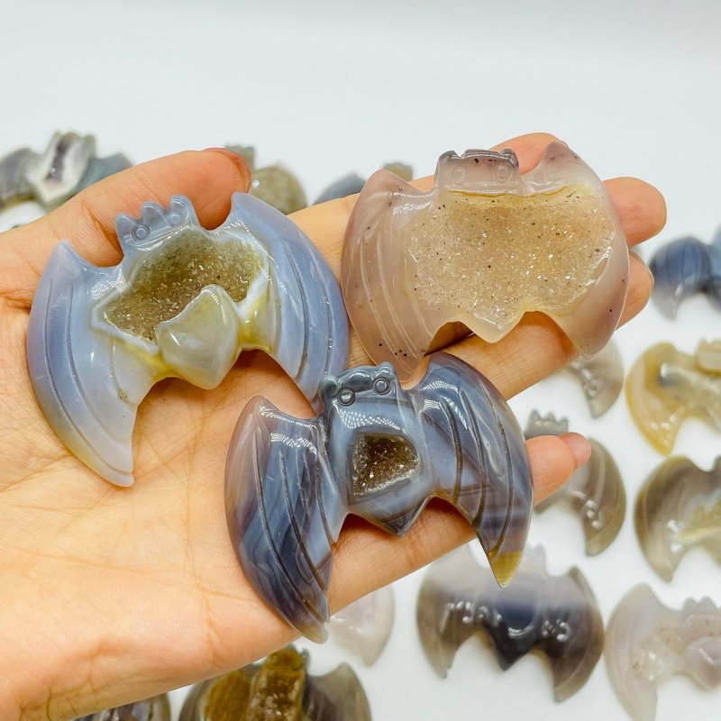 31 Pieces Geode Druzy Agate Bat Carving -Wholesale Crystals