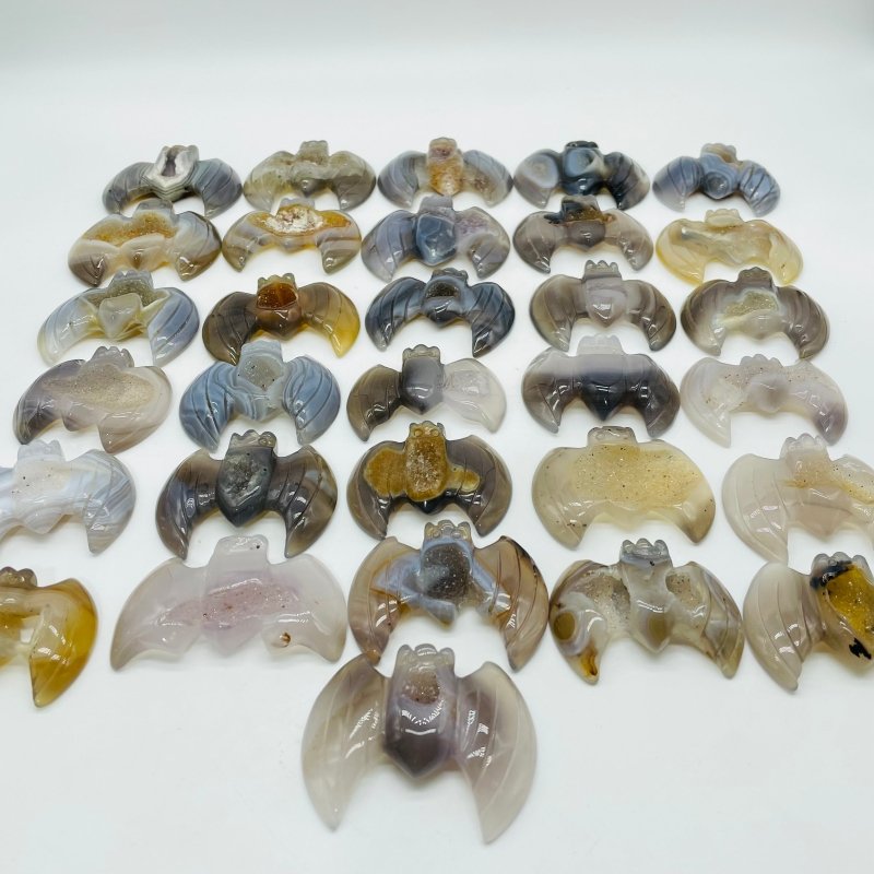 31 Pieces Geode Druzy Agate Bat Carving -Wholesale Crystals