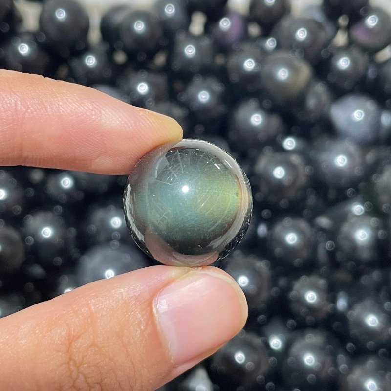 318 Pieces Rainbow Cat Eye Obsidian Spheres -Wholesale Crystals