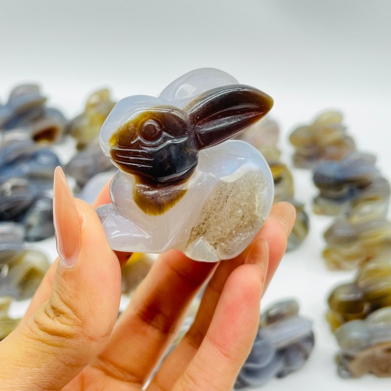 32 Pieces Geode Druzy Agate Rabbit Carving -Wholesale Crystals