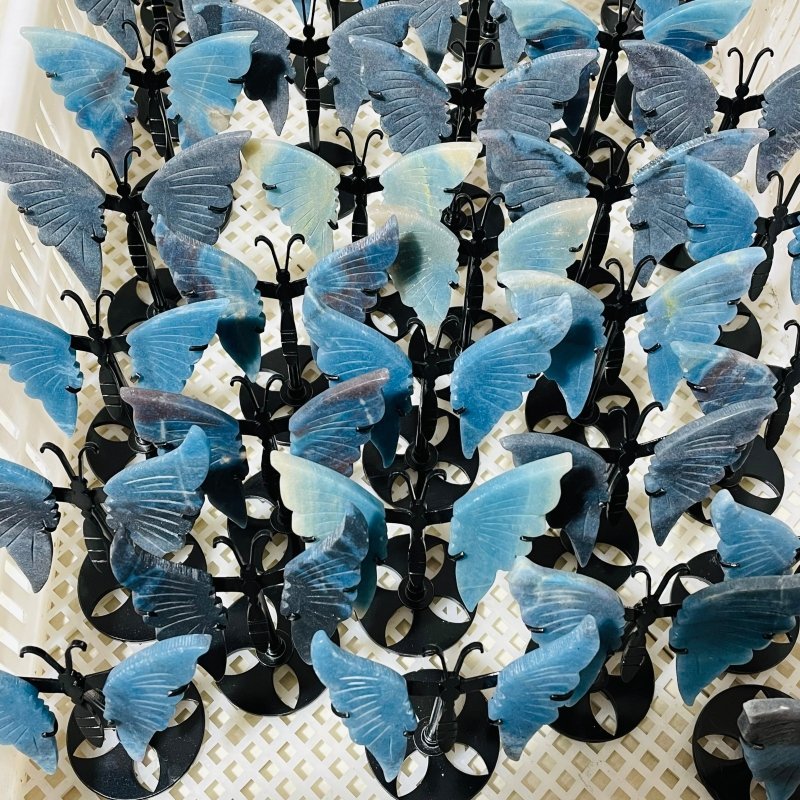 33 Pairs Beautiful Small Trolleite Butterfly Carving With Stand - Wholesale Crystals