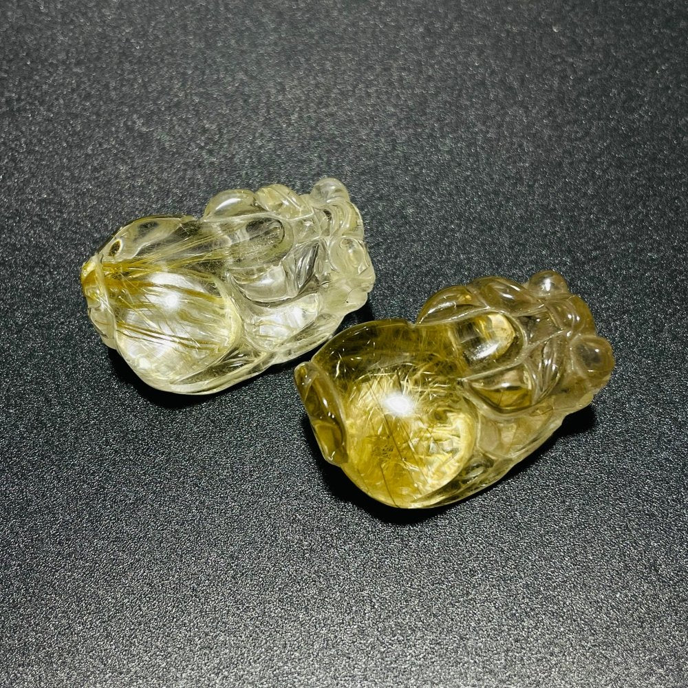2 Pieces High Quality Golden Rutile Pi Xiu Carving -Wholesale Crystals