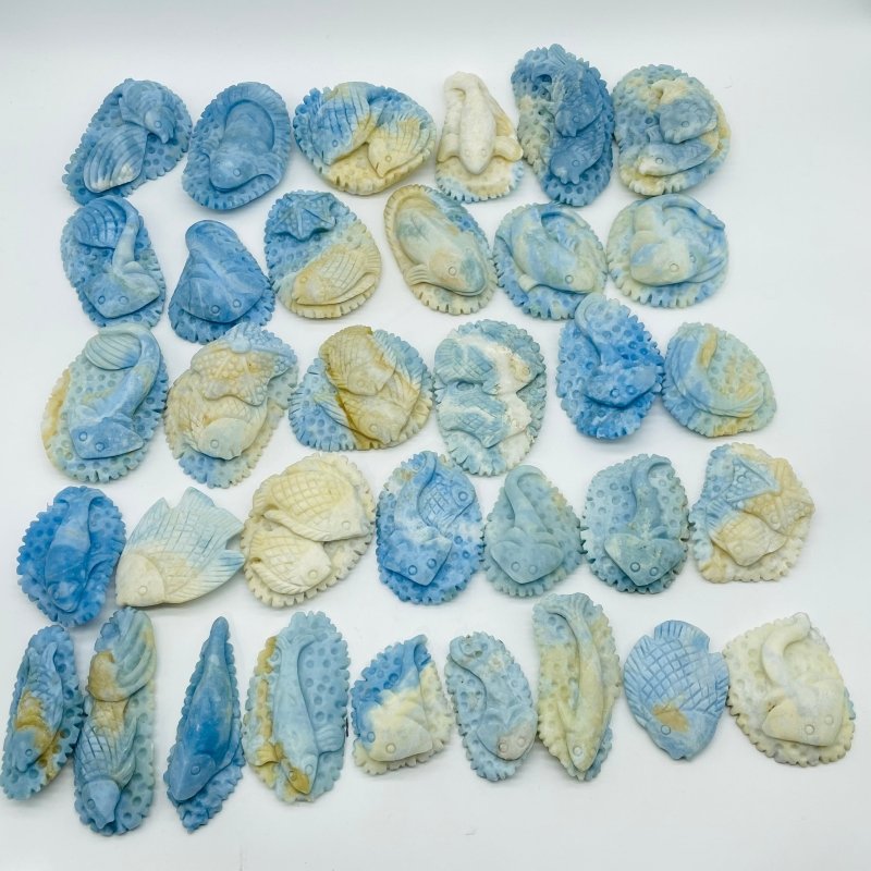 34 Pieces Blue Dumortierite Fish Carving -Wholesale Crystals