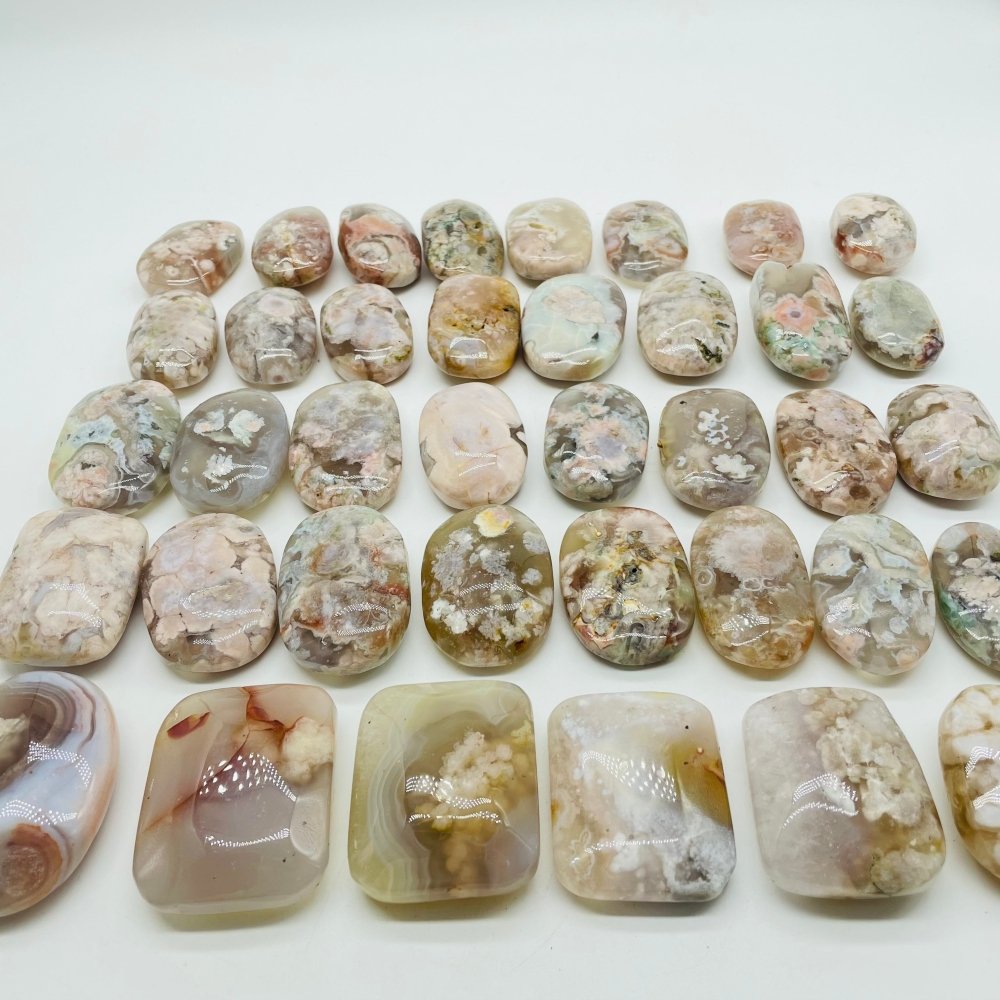 38Pieces High Quality Sakura Flower Agate Palm Stone -Wholesale Crystals
