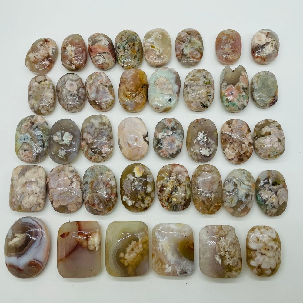 38Pieces High Quality Sakura Flower Agate Palm Stone -Wholesale Crystals