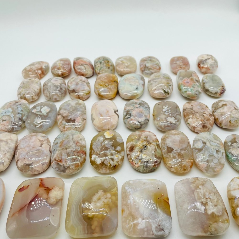 38Pieces High Quality Sakura Flower Agate Palm Stone -Wholesale Crystals