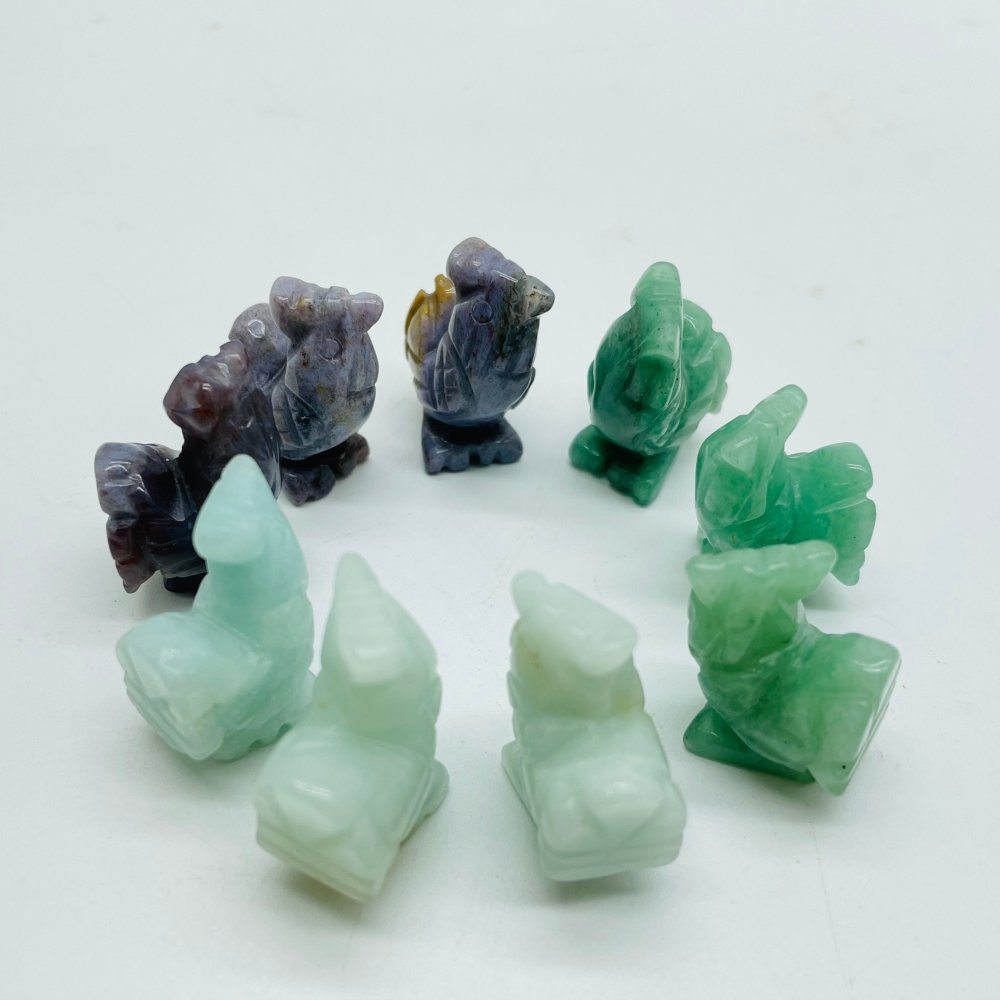 3Types Mini Rooster Chicken Carving Wholesale Caribbean&Green Aventurine -Wholesale Crystals