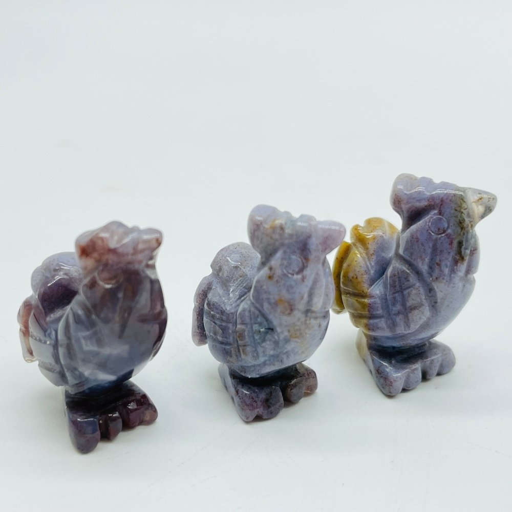 3Types Mini Rooster Chicken Carving Wholesale Caribbean&Green Aventurine -Wholesale Crystals