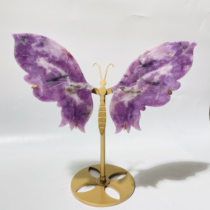 4 Pairs Beautiful Butterfly Carving With Stand Lepidolite Trolleite -Wholesale Crystals