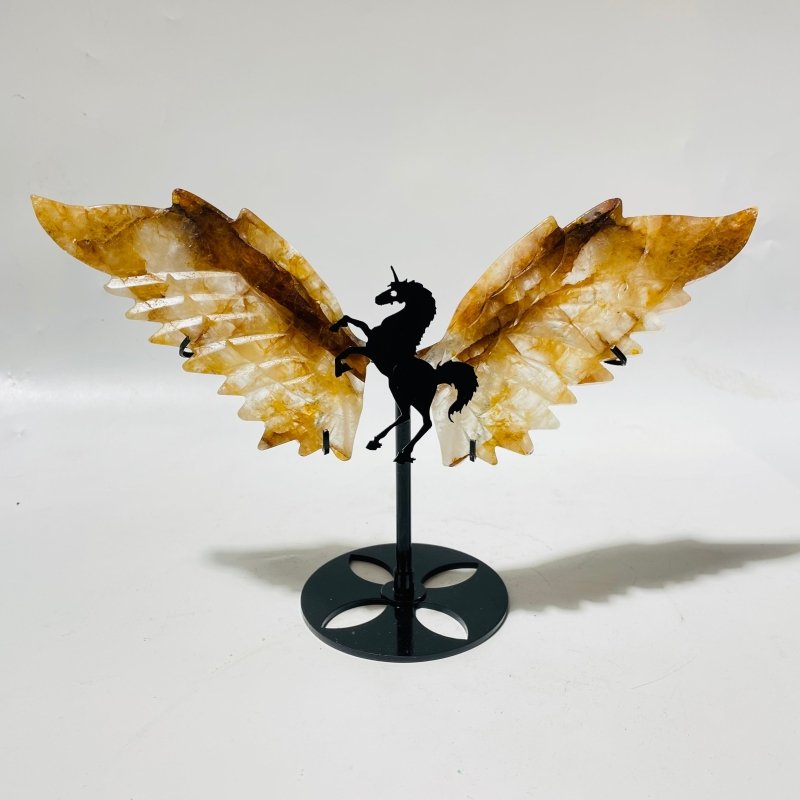 4 Pairs Beautiful Fire Quartz Pegasus Wing Carving With Stand -Wholesale Crystals