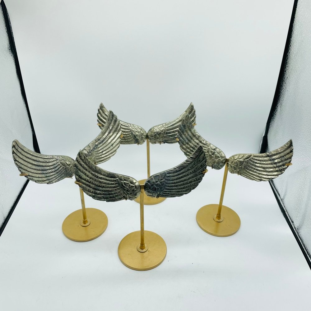4 Pairs High Quality Pyrite Angel Wing With Stand -Wholesale Crystals