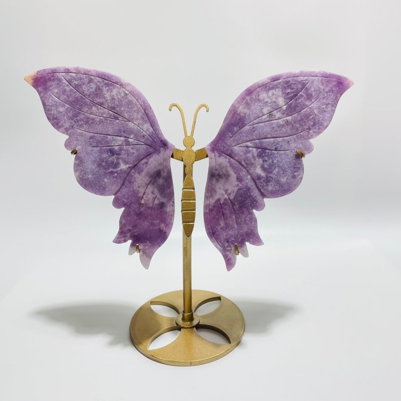 4 Pieces Butterfly Carving With Stand Lepidolite Pink Amethyst -Wholesale Crystals
