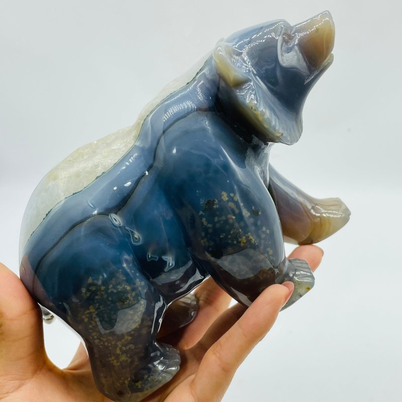 2 Pieces High Quality Geode Druzy Agate Bear Carving -Wholesale Crystals