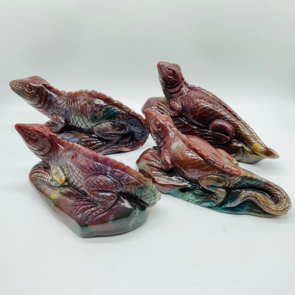 4 Pieces High Quality Ocean Jasper Lizard Carving -Wholesale Crystals