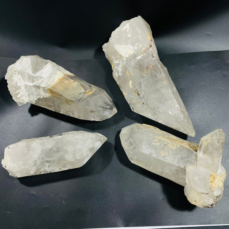 4 Pieces Large Clear Quartz Crystal Raw Points - Wholesale Crystals