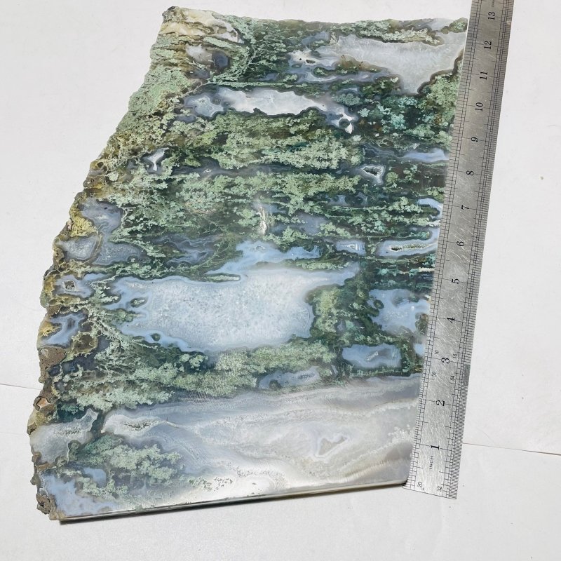 4 Pieces Large Moss Agate Slab 14.5in -Wholesale Crystals