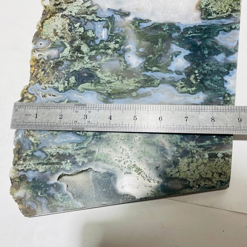 4 Pieces Large Moss Agate Slab 14.5in - Wholesale Crystals