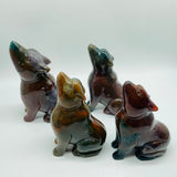 4 Pieces Large Ocean Jasper Wolf Carving -Wholesale Crystals