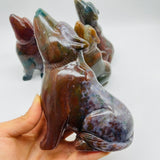 4 Pieces Large Ocean Jasper Wolf Carving -Wholesale Crystals