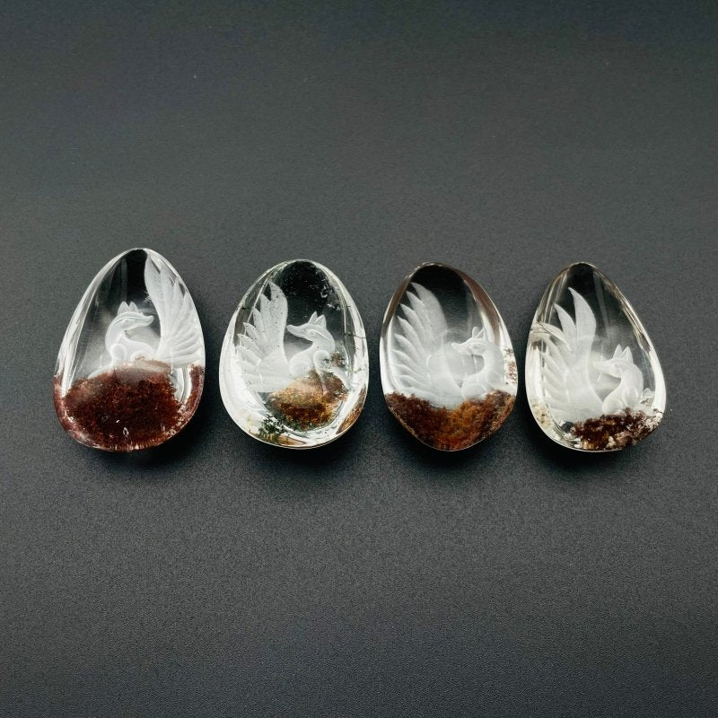 4 Pieces Nine-tailed Fox Garden Quartz Inner Scene Carving -Wholesale Crystals