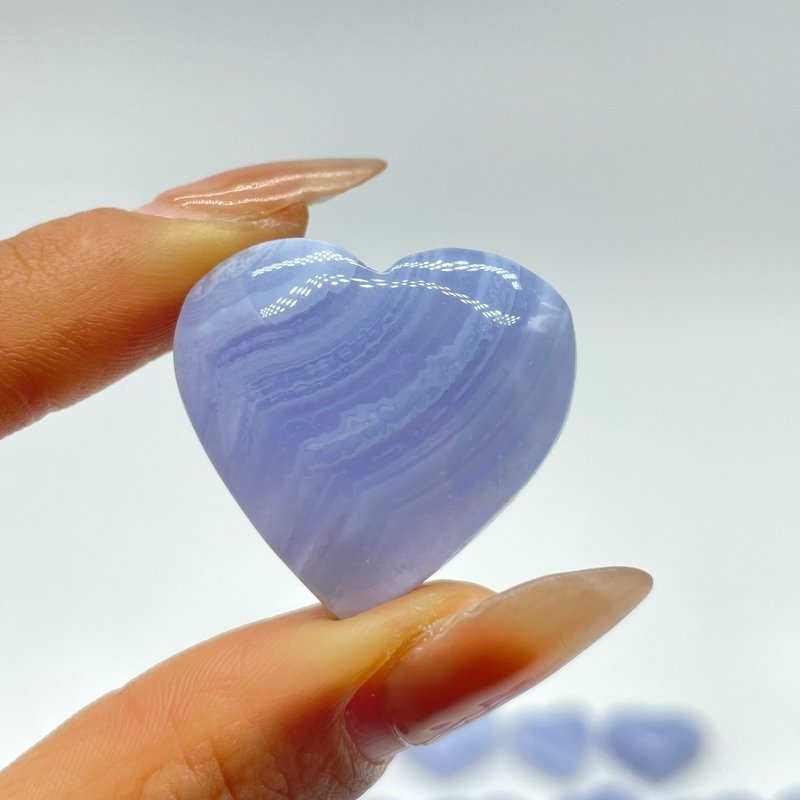 40 Pieces High Quality Blue Lace Agate Heart -Wholesale Crystals