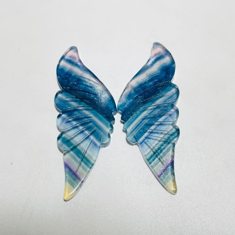 42 Pairs Rainbow Fluorite Butterfly Carving (A2BTF) -Wholesale Crystals