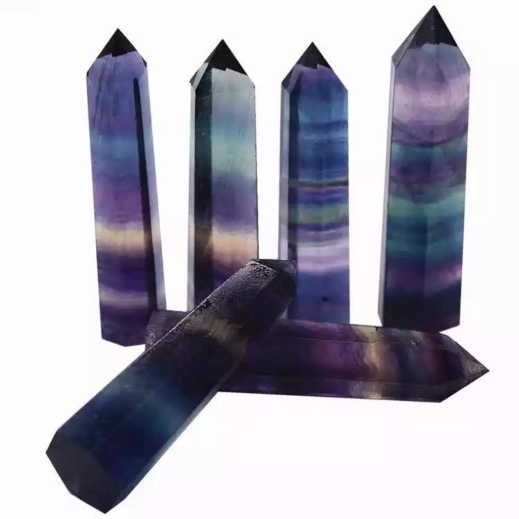 high quality rainbow fluorite crystal point tower wand -Wholesale Crystals