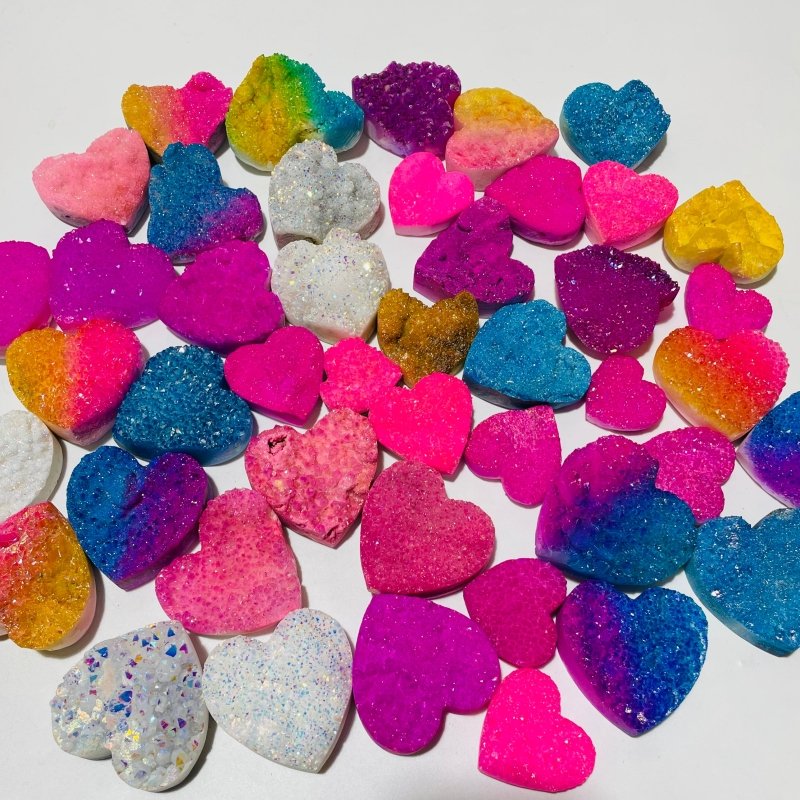 45 Pieces Angel Aura Heart Crystals Spirit Quartz Cluster -Wholesale Crystals