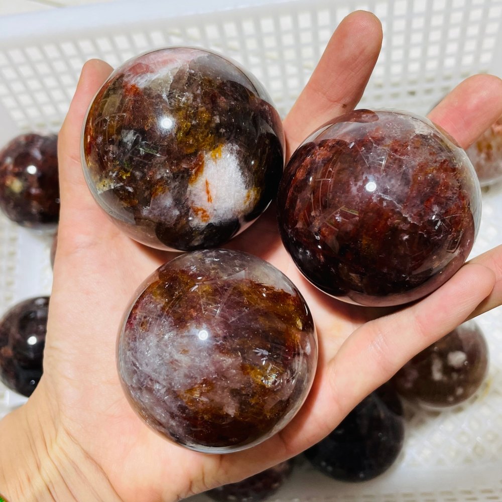 17 Pieces Fire Quartz Mixed Moonstone Spheres -Wholesale Crystals