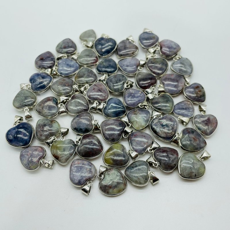 46 Pieces Cordierite Stone Heart Pendant -Wholesale Crystals