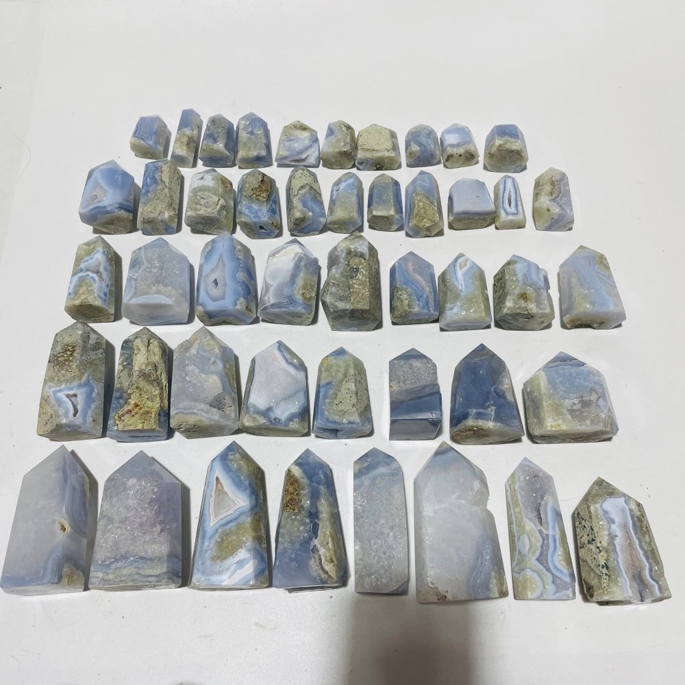 46 Pieces Druzy Blue Chalcedony Points -Wholesale Crystals