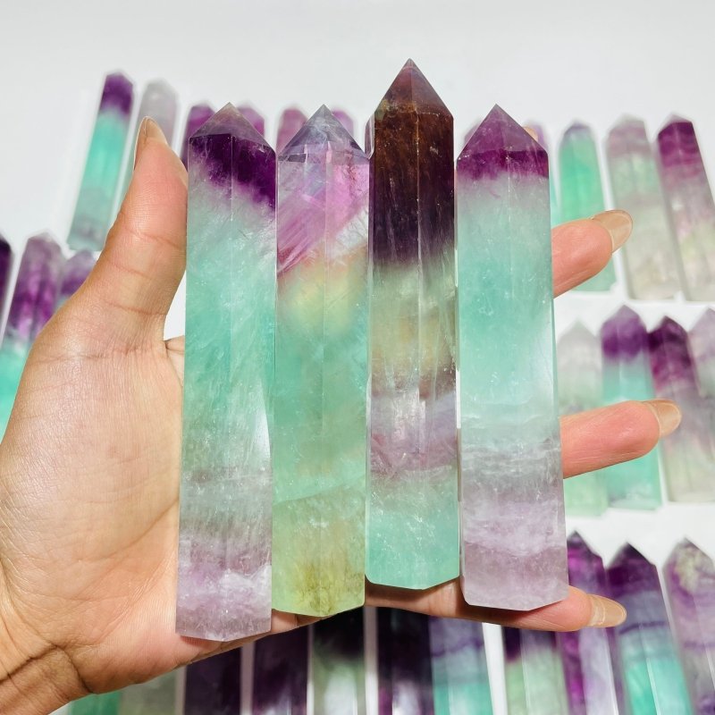 47 Pieces 4.3-7inch Watermelon Colourful Fluorite Tower Points -Wholesale Crystals