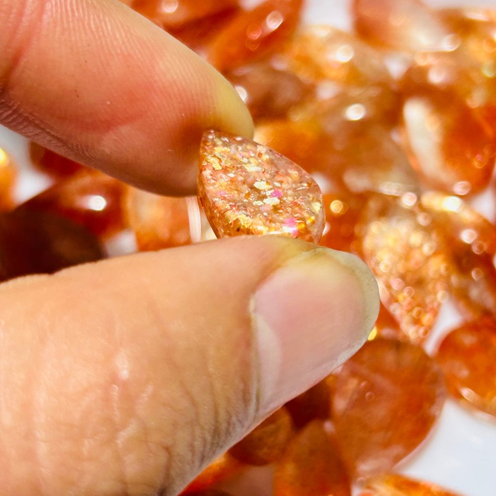 49 Pieces High Quality Sunstone Mini For DIY Teardrop Pendant -Wholesale Crystals