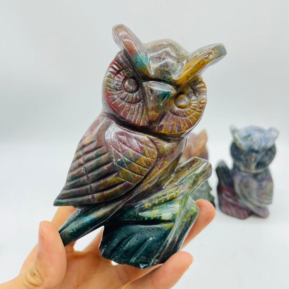 4 Pieces High Quality Ocean Jasper Owl Carving -Wholesale Crystals