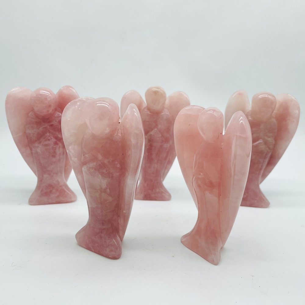 4in Large Rose Quartz Angel Carving Wholesale -Wholesale Crystals