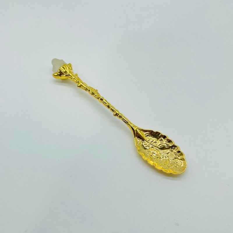 5 Colors Coffee Spoon With Raw Sri Lanka Moonstone Stone Wholesale -Wholesale Crystals