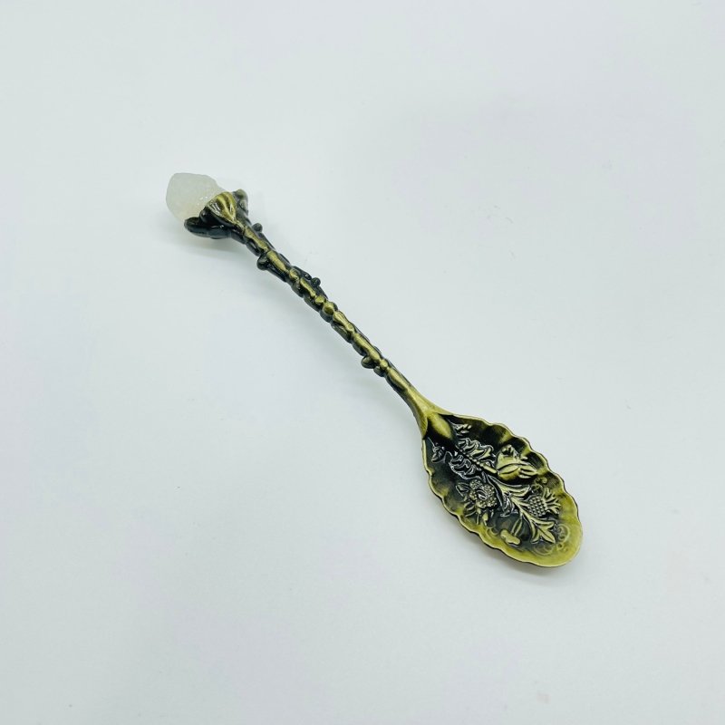5 Colors Coffee Spoon With Raw Sri Lanka Moonstone Stone Wholesale - Wholesale Crystals