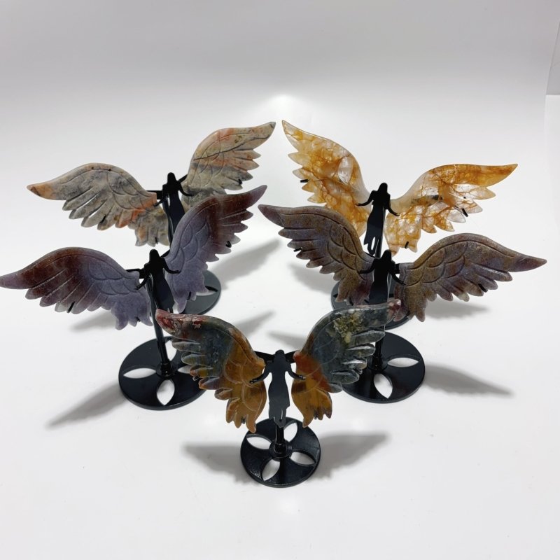 5 Pairs Beautiful Angel Wing With Stand Crazy Agate Golden Hematoid Quartz -Wholesale Crystals