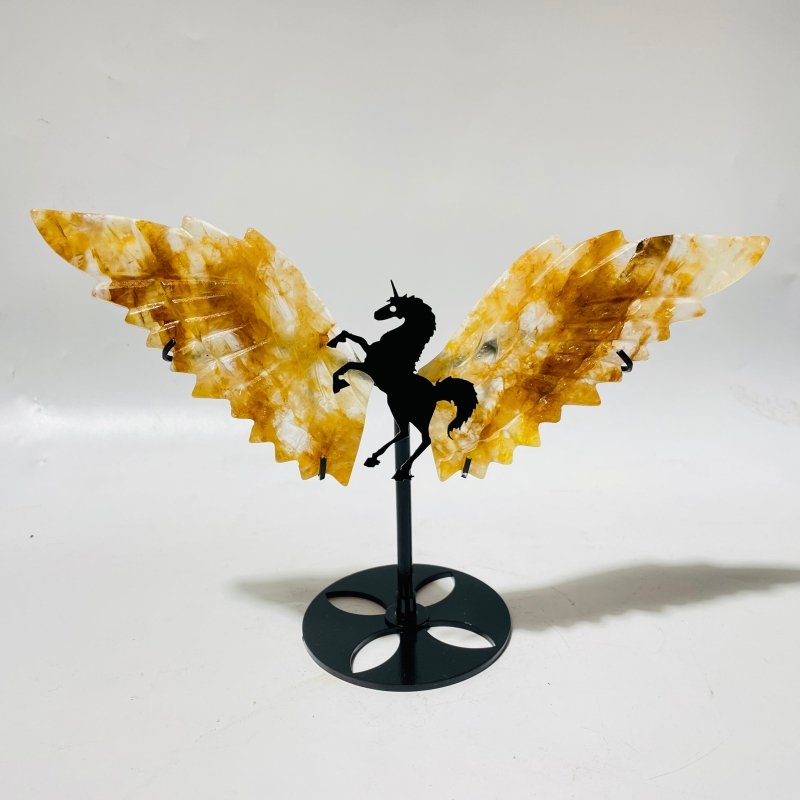 5 Pairs Fire Quartz Pegasus Wing Carving With Stand -Wholesale Crystals