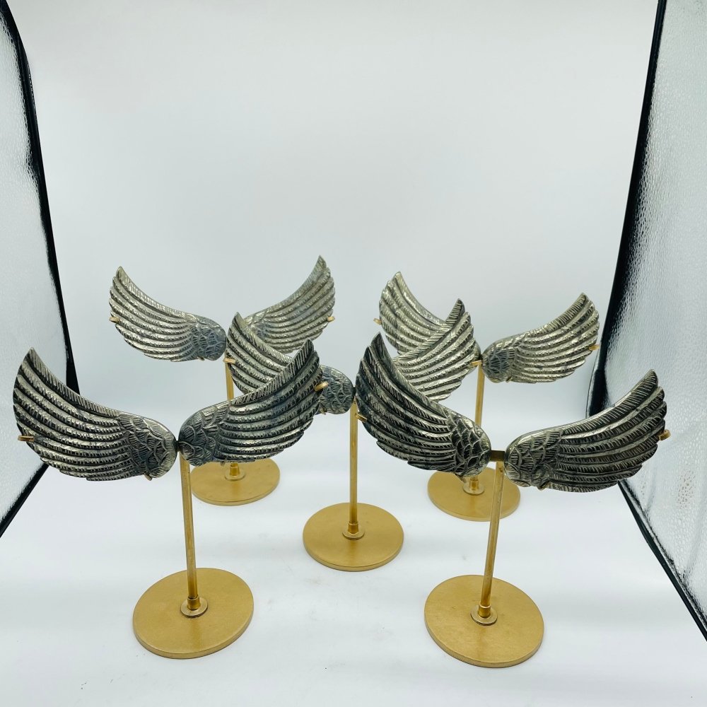 5 Pairs High Quality Pyrite Angel Wing With Stand -Wholesale Crystals