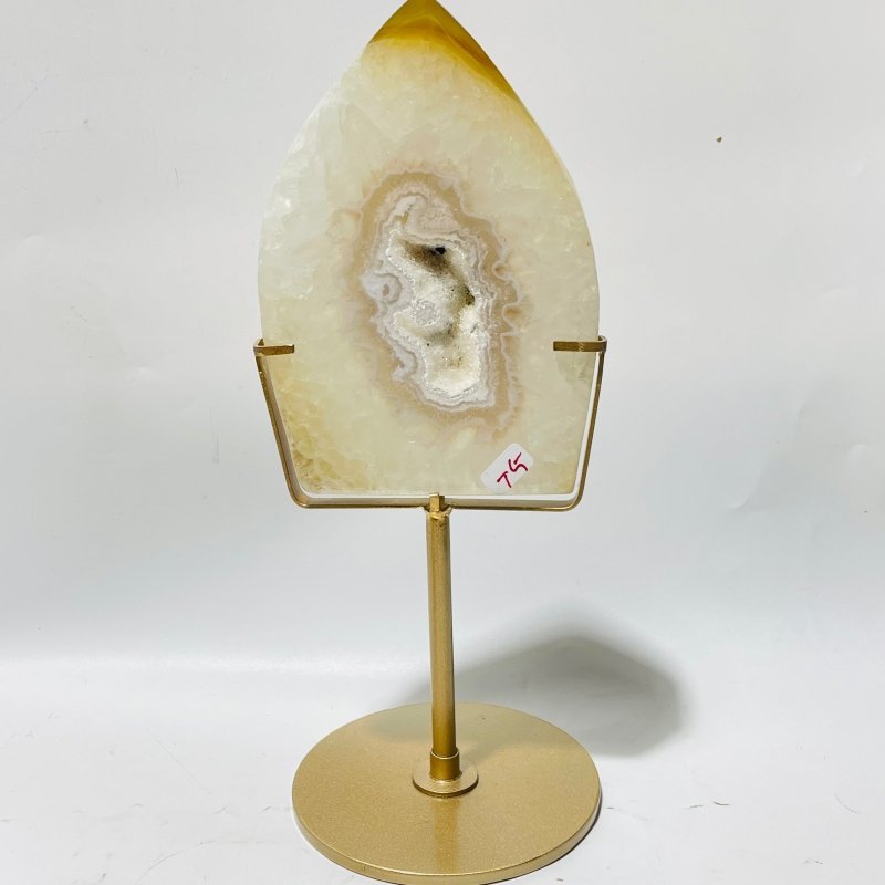 5 Pieces Beautiful Yellow Agate Geode Arrow Head With Stand - Wholesale Crystals