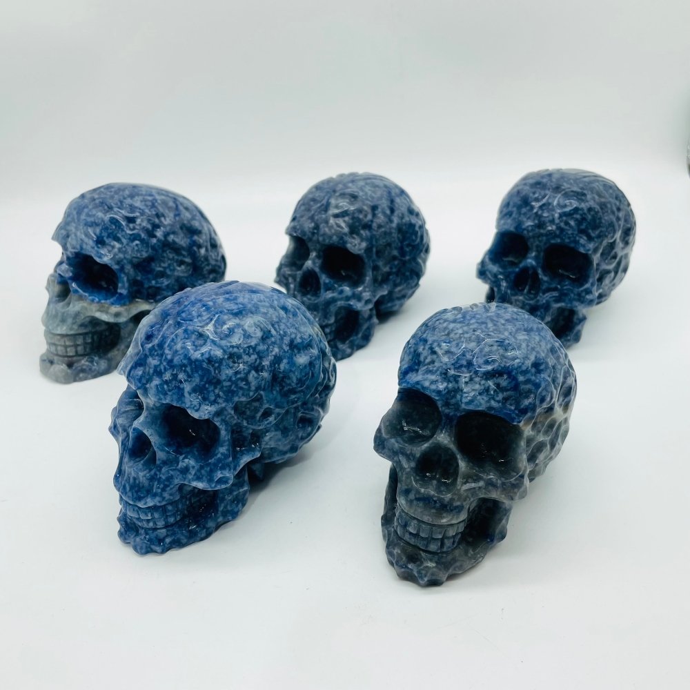 5 Pieces Blue Dot Stone large Skull Carving -Wholesale Crystals
