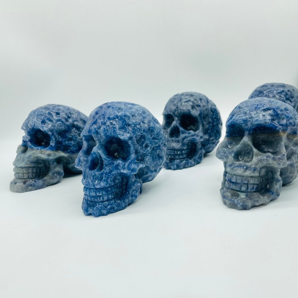 5 Pieces Blue Dot Stone large Skull Carving -Wholesale Crystals