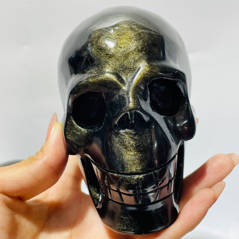 5 Pieces High Quality Gold Sheen Obsidian Skull Carving -Wholesale Crystals